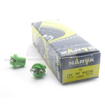 Лампа "NARVA" 12v 2W (BX8,5d light green) /BAX