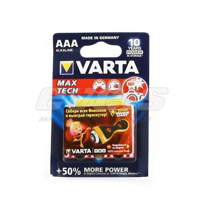 Элемент питания Varta MAX TECH AAА х 4шт. блистер — основное фото